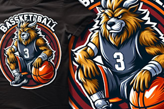 design high quality basketball mascot logo with t shirt design
