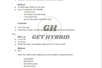 create a custom 8 or 12 week hybrid athlete training plan