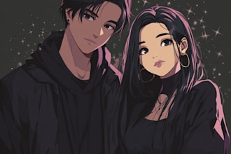 draw anime couple in anime my style