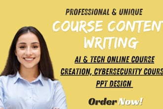 do ai, tech online course creation, cybersecurity course, PPT design, workbook