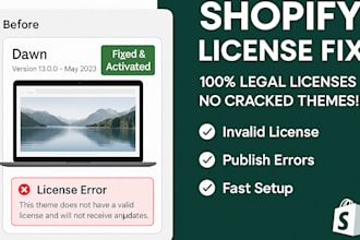 fix your shopify theme license issue, shopify bug fix, shopify error fix