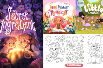 design kids coloring book design, activity pages, and book cover for amazon KDP