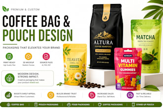 design product pouch packaging design for coffee and food products
