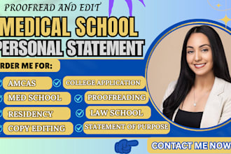 proofread and edit personal statement, sop, medical school, college application