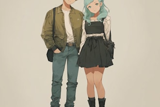do anime fanart, digital art, vtuber, couple art and cartoon
