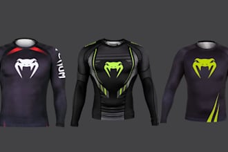 create a print ready bjj nogi rashguard design, MMA, sublimation design, esports