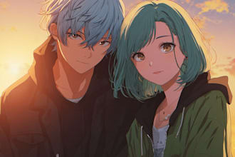 draw chibi character couple family anime art