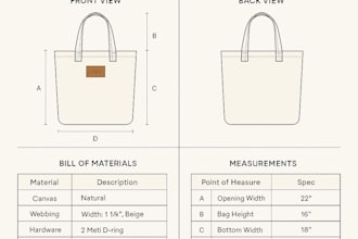 design professional tote bag and bag tech pack for manufacturing