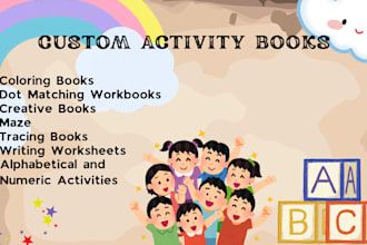 design creative custom worksheets and activity books for kids