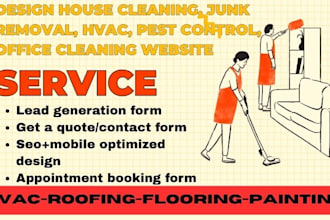 design junk removal house cleaning, pest control, office cleaning website hvac