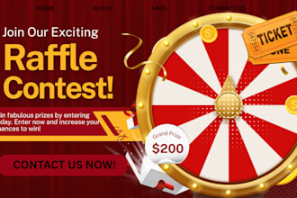 design raffle website, giveaway, competition, sweepstake, contest, event website
