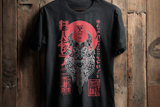 design vector art with japanese style for t shirt