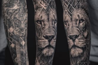 create sleeve tattoo design in geometric style