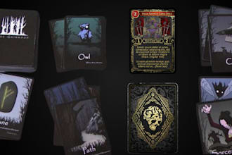 card game design, card game box mockup, card game rule book, board game art