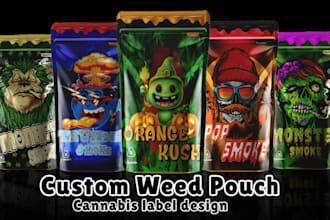 design premium weed pouch, cbd packaging, mylar bag and marijuana label