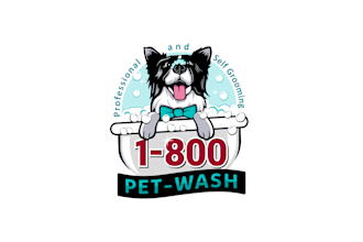 design a custom mascot pet wash and grooming logo