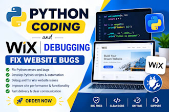 do phyton coding, wix debugging and fix website bugs