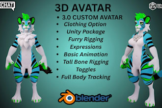 edit, create custom furry vrchat vrm vtuber avatar for vseeface animaze fursona