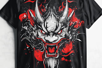 make a vector art with japanese style for t shirt