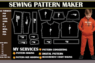 create digital sewing pattern ai and PDF and dxf
