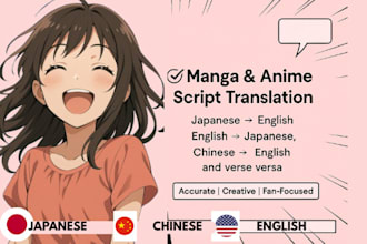 translate japanese manga or anime manuscript business script to english novel