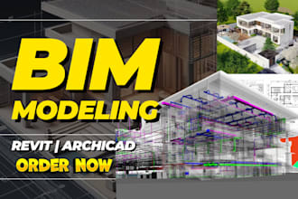 create revit bim model, 2d drawings, sketchup renderings, and convert cad design