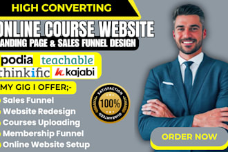 build kajabi teachable thinkific podia online course website landing page