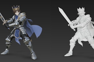 do 2d art to 3d characters,medieval knights,tabletop 3d warrior,anime figure stl