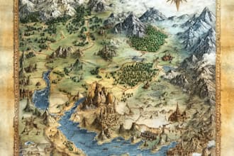 design detailed vintage and realistic fantasy maps for you