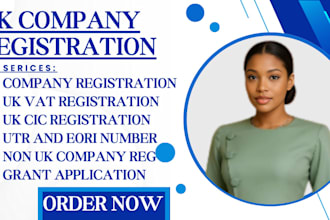 register your UK ltd company, vat, utr, eori and handle company setup