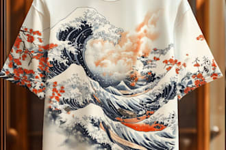 create japanese t shirt design apparel illustration