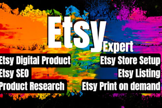 do etsy store creation, etsy shop setup, etsy SEO listings, etsy digital product
