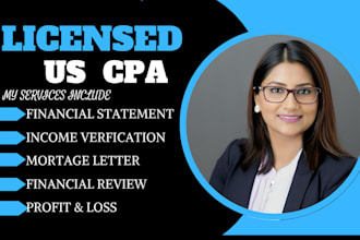 prepare CPA certified financial statement, sign CPA letter, audit financials