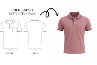accurate polo spec sheets, factory ready polo tech pack fashion design sketches