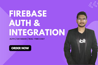 do firebase authentication, database, studio, storage, integration in your app