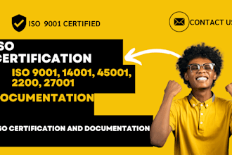 provide iso 9001,14001,45001,27001 documentation to get certification