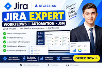 setup and automate jira workflows, jsm, dashboards and confluence