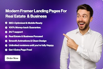 create modern framer landing page for real estate, business
