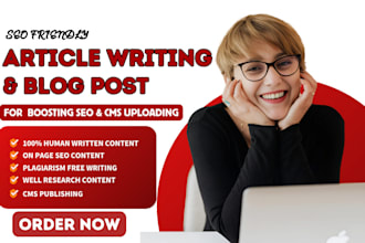write and publish articles on b2b, tech, finance, blog writing, and post on cms