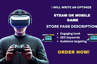 write an optimized steam or mobile game store page description that converts