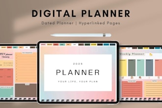 design editable etsy digital planner etsy digital products, hyperlinked planner