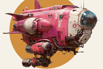draw spaceship concept art or design a starship or scifi vehicle