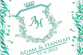 create professional luxurious, floral wedding logo design