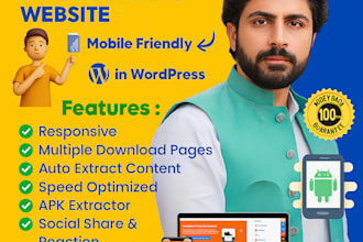 create apk downloading and political website in wordpress