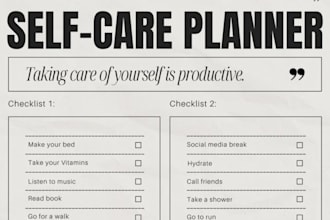 design daily self care, wellness, or digital reading journal