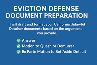 help tenants extend ca eviction answer, demurrer, ex parte