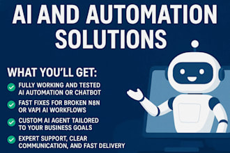 fix n8n automation ai agent, vapi, chatbot, openai API, build ai website, ai app
