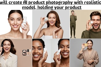 create ai product photography with realistic model with product photoshoot