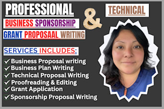 write business plan sponsorship technical proposal and financial writing