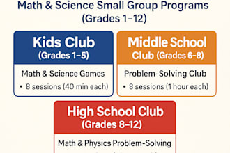 run summer zoom math and science clubs for kids, middle school, and high school